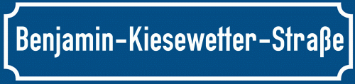 Straßenschild Benjamin-Kiesewetter-Straße zum kostenlosen Download