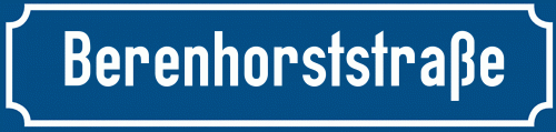 Straßenschild Berenhorststraße zum kostenlosen Download