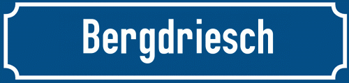 Straßenschild Bergdriesch zum kostenlosen Download