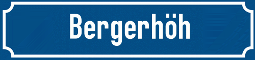 Straßenschild Bergerhöh