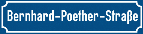 Straßenschild Bernhard-Poether-Straße zum kostenlosen Download