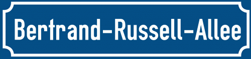 Straßenschild Bertrand-Russell-Allee