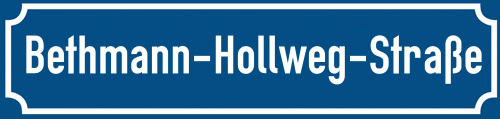 Straßenschild Bethmann-Hollweg-Straße