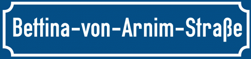Straßenschild Bettina-von-Arnim-Straße zum kostenlosen Download