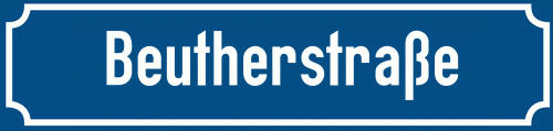 Straßenschild Beutherstraße