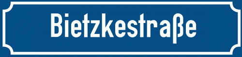 Straßenschild Bietzkestraße zum kostenlosen Download