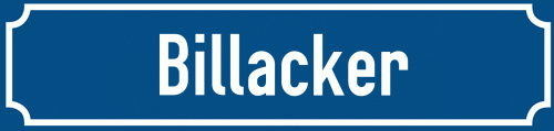 Straßenschild Billacker zum kostenlosen Download