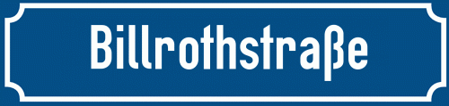 Straßenschild Billrothstraße zum kostenlosen Download