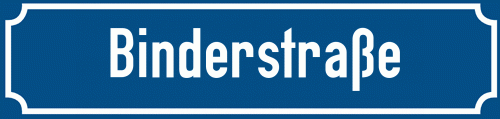 Straßenschild Binderstraße zum kostenlosen Download