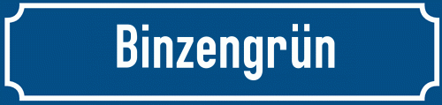 Straßenschild Binzengrün zum kostenlosen Download