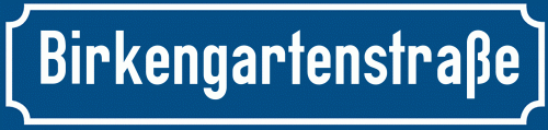 Straßenschild Birkengartenstraße zum kostenlosen Download