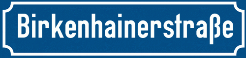 Straßenschild Birkenhainerstraße zum kostenlosen Download