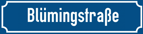 Straßenschild Blümingstraße