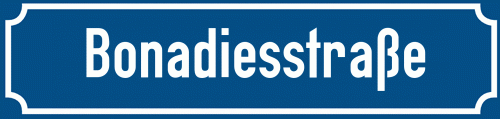 Straßenschild Bonadiesstraße zum kostenlosen Download