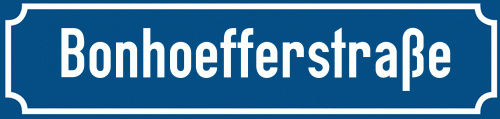 Straßenschild Bonhoefferstraße zum kostenlosen Download