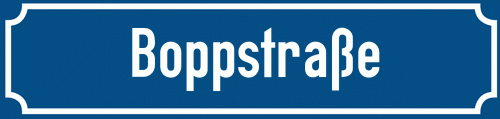 Straßenschild Boppstraße zum kostenlosen Download