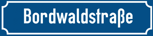 Straßenschild Bordwaldstraße
