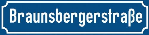 Straßenschild Braunsbergerstraße zum kostenlosen Download