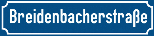 Straßenschild Breidenbacherstraße zum kostenlosen Download