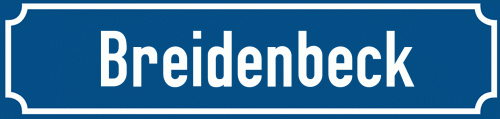 Straßenschild Breidenbeck zum kostenlosen Download