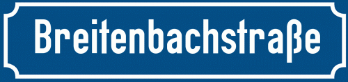 Straßenschild Breitenbachstraße zum kostenlosen Download
