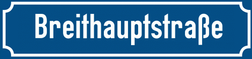 Straßenschild Breithauptstraße zum kostenlosen Download