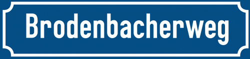 Straßenschild Brodenbacherweg zum kostenlosen Download