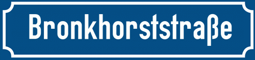 Straßenschild Bronkhorststraße zum kostenlosen Download