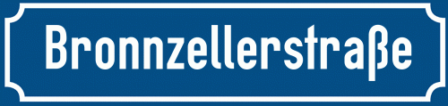 Straßenschild Bronnzellerstraße zum kostenlosen Download