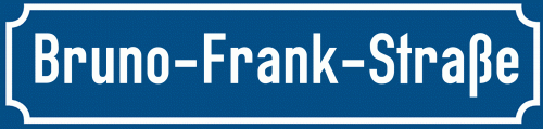 Straßenschild Bruno-Frank-Straße zum kostenlosen Download