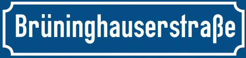 Straßenschild Brüninghauserstraße zum kostenlosen Download