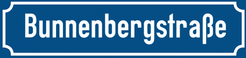 Straßenschild Bunnenbergstraße zum kostenlosen Download