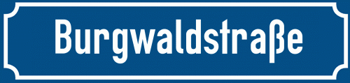 Straßenschild Burgwaldstraße zum kostenlosen Download