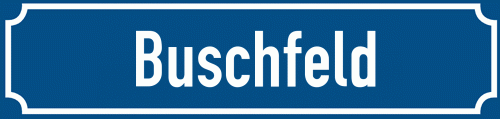 Straßenschild Buschfeld zum kostenlosen Download