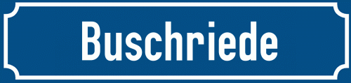 Straßenschild Buschriede