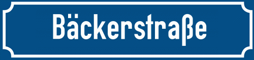 Straßenschild Bäckerstraße zum kostenlosen Download
