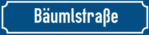 Straßenschild Bäumlstraße zum kostenlosen Download
