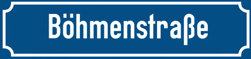 Straßenschild Böhmenstraße zum kostenlosen Download