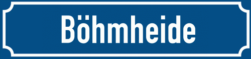 Straßenschild Böhmheide
