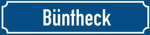 Straßenschild Büntheck zum kostenlosen Download