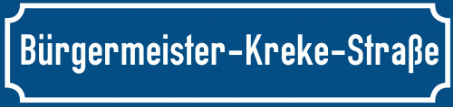 Straßenschild Bürgermeister-Kreke-Straße zum kostenlosen Download