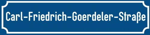 Straßenschild Carl-Friedrich-Goerdeler-Straße zum kostenlosen Download