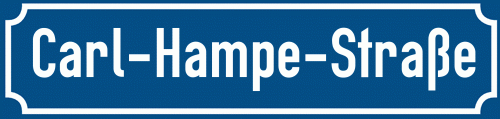 Straßenschild Carl-Hampe-Straße