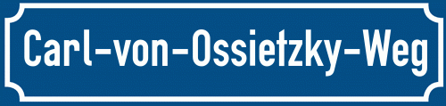 Straßenschild Carl-von-Ossietzky-Weg