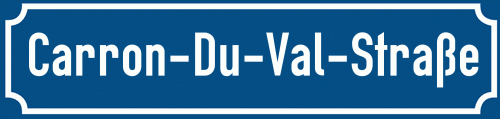 Straßenschild Carron-Du-Val-Straße