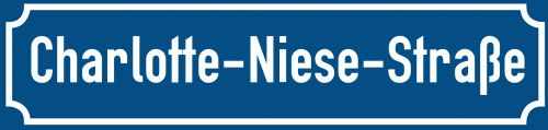 Straßenschild Charlotte-Niese-Straße
