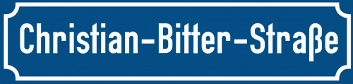Straßenschild Christian-Bitter-Straße zum kostenlosen Download