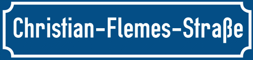Straßenschild Christian-Flemes-Straße