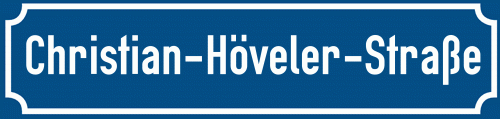 Straßenschild Christian-Höveler-Straße zum kostenlosen Download