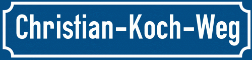 Straßenschild Christian-Koch-Weg